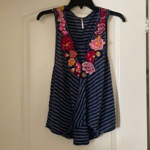 Free People Embroidered Front Wrap Tank in XS
